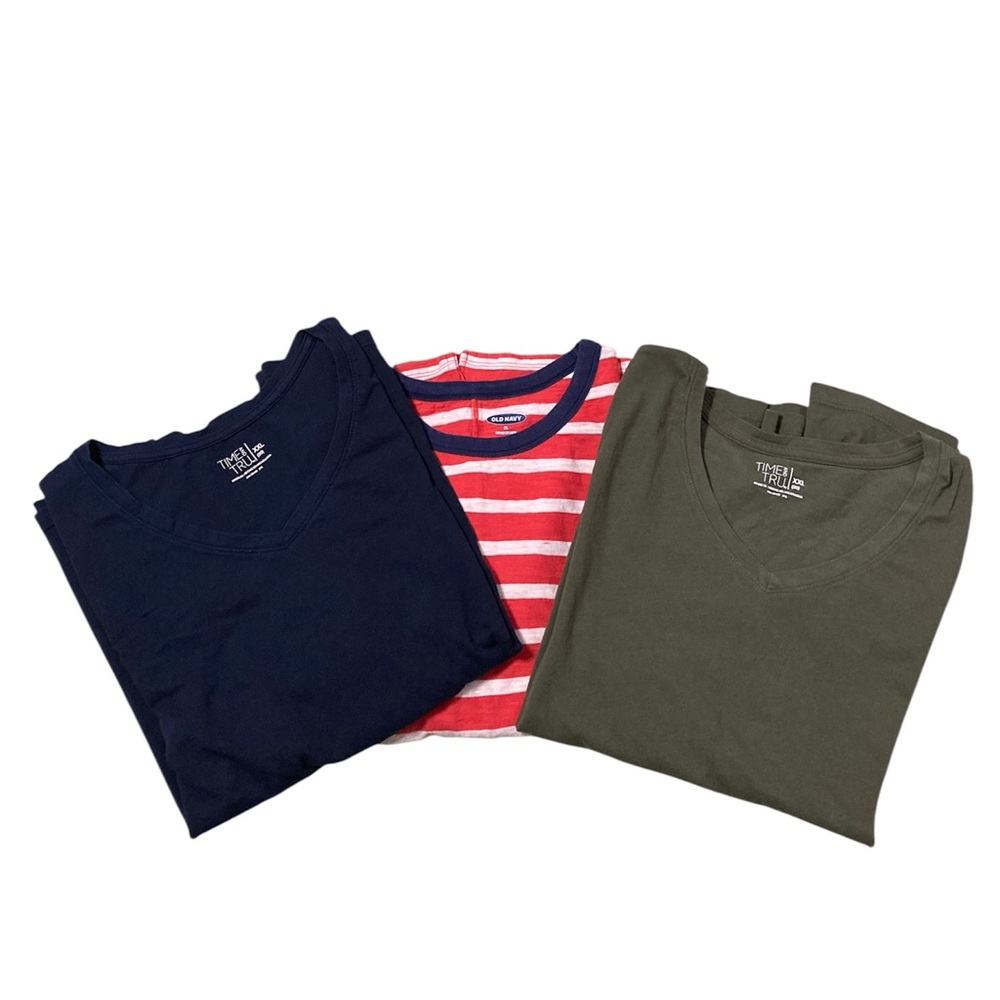 Time and Tru basic v-neck tees and Old Navy round neck t-shirt Size XL